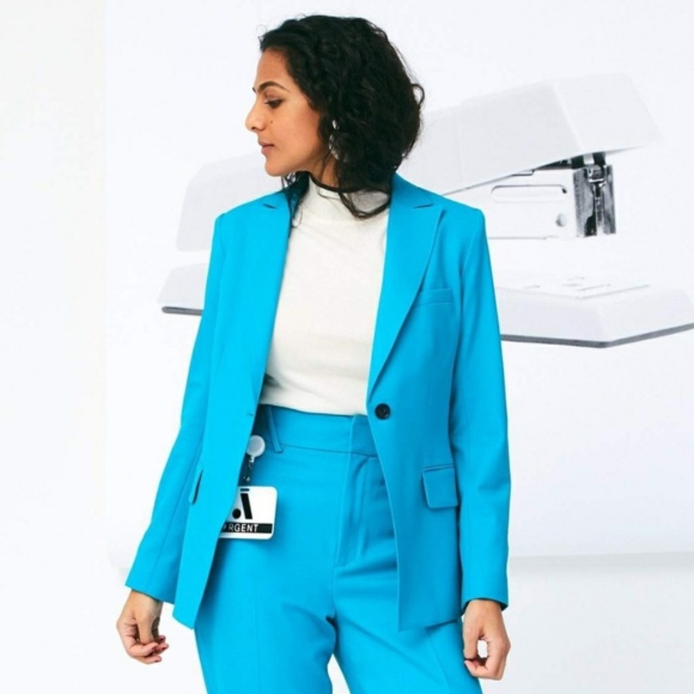 Turquoise suit pants, Argent, Size 6